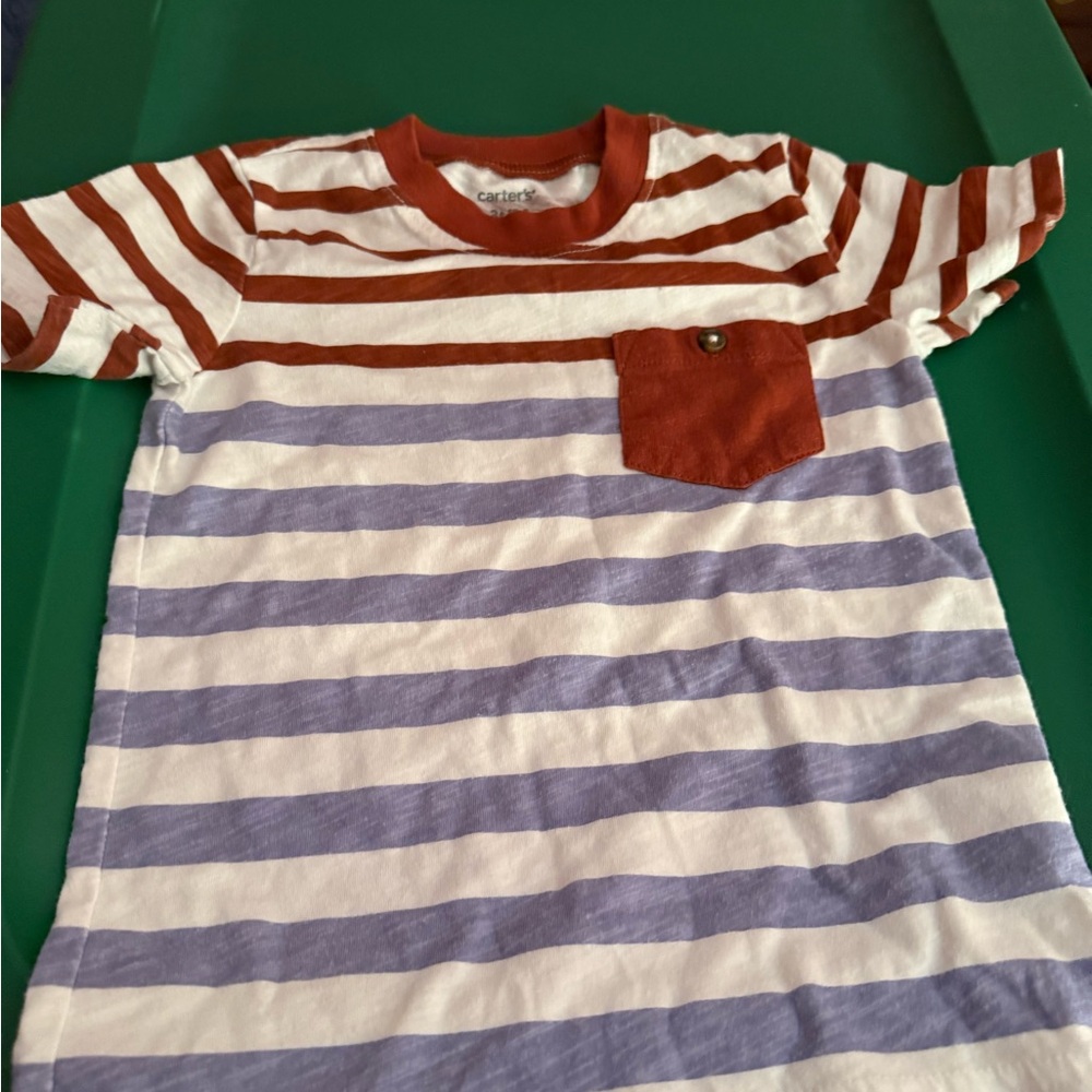 Carter's Blue and Brown Short Sleeve Tee with Stripes